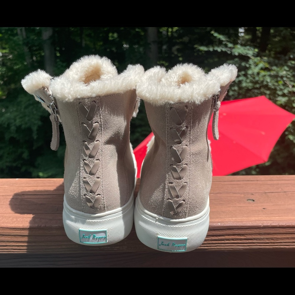 Jack Rodgers Light Gray Suede low Rise boots/ perfect condition. Never worn